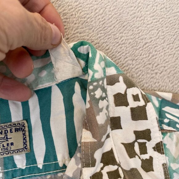 Vintage Weekender Traveler Mens Hawaiian Shirt XL Short Sleeve Button Up Green - Picture 7 of 9